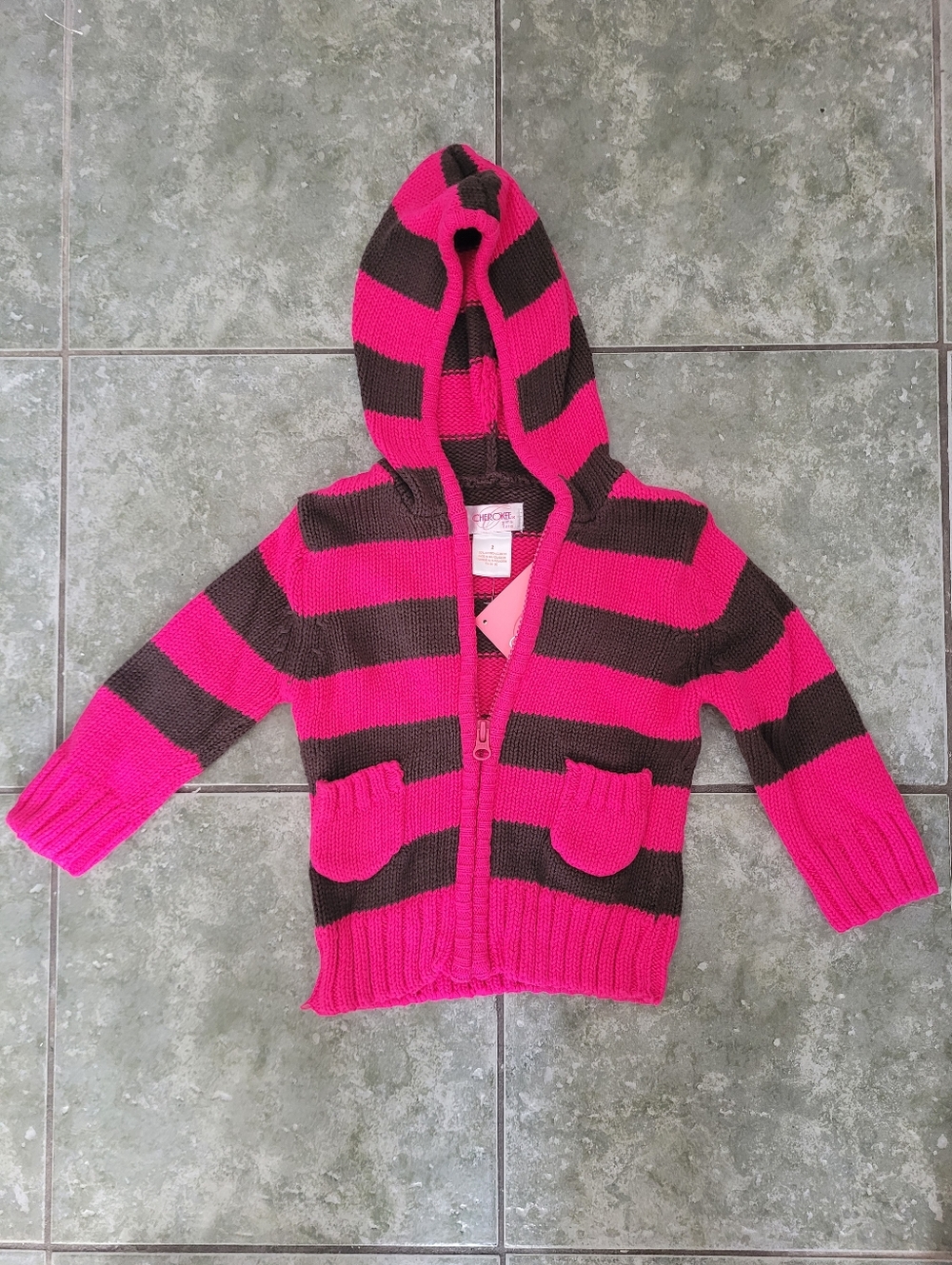 NWT Cherokee Long Sleeve Knitted Hoodie Size 2